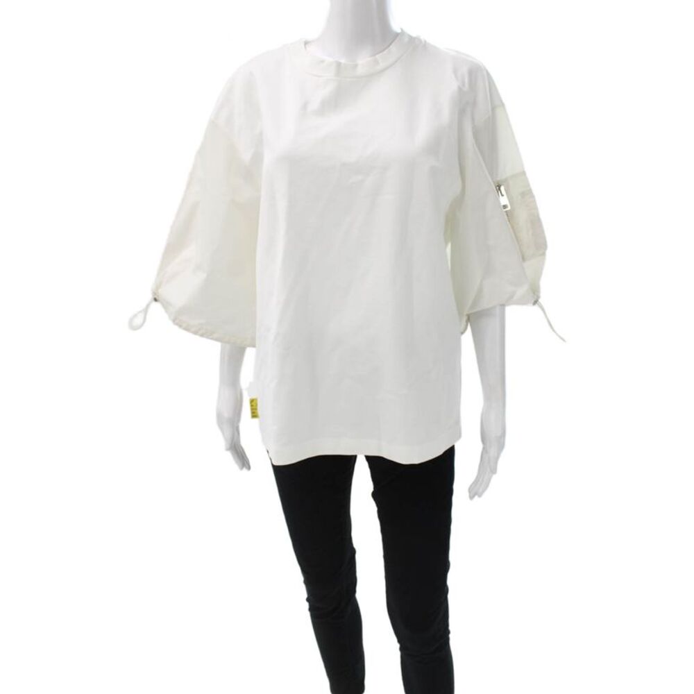 Meimeij Womens White Crew Neck Short Sleeve T-Shirt Viscose Size 44